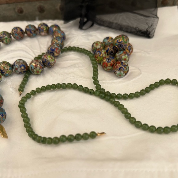 Antique Cloisonné and Jade Necklaces - Picture 8 of 11
